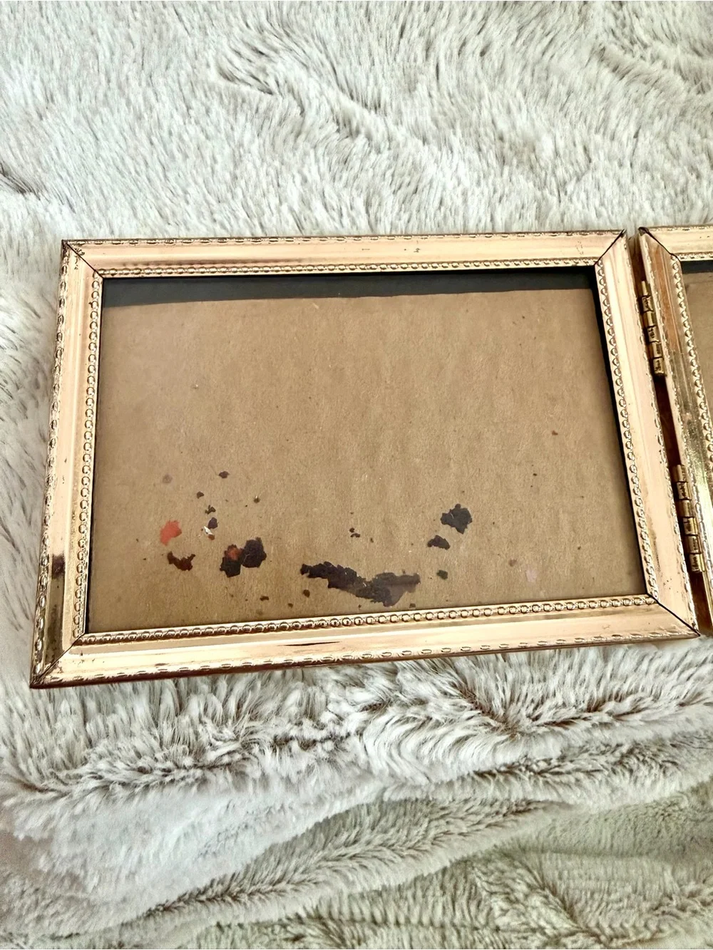 Double Hinged Gold Tone Picture Frame - Foldable Tabletop Frame
